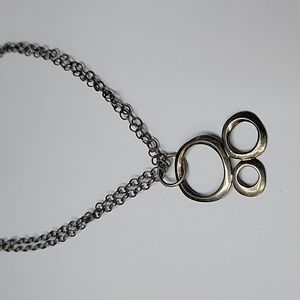 ☀️ Silver Three Circle Double Chain Necklace